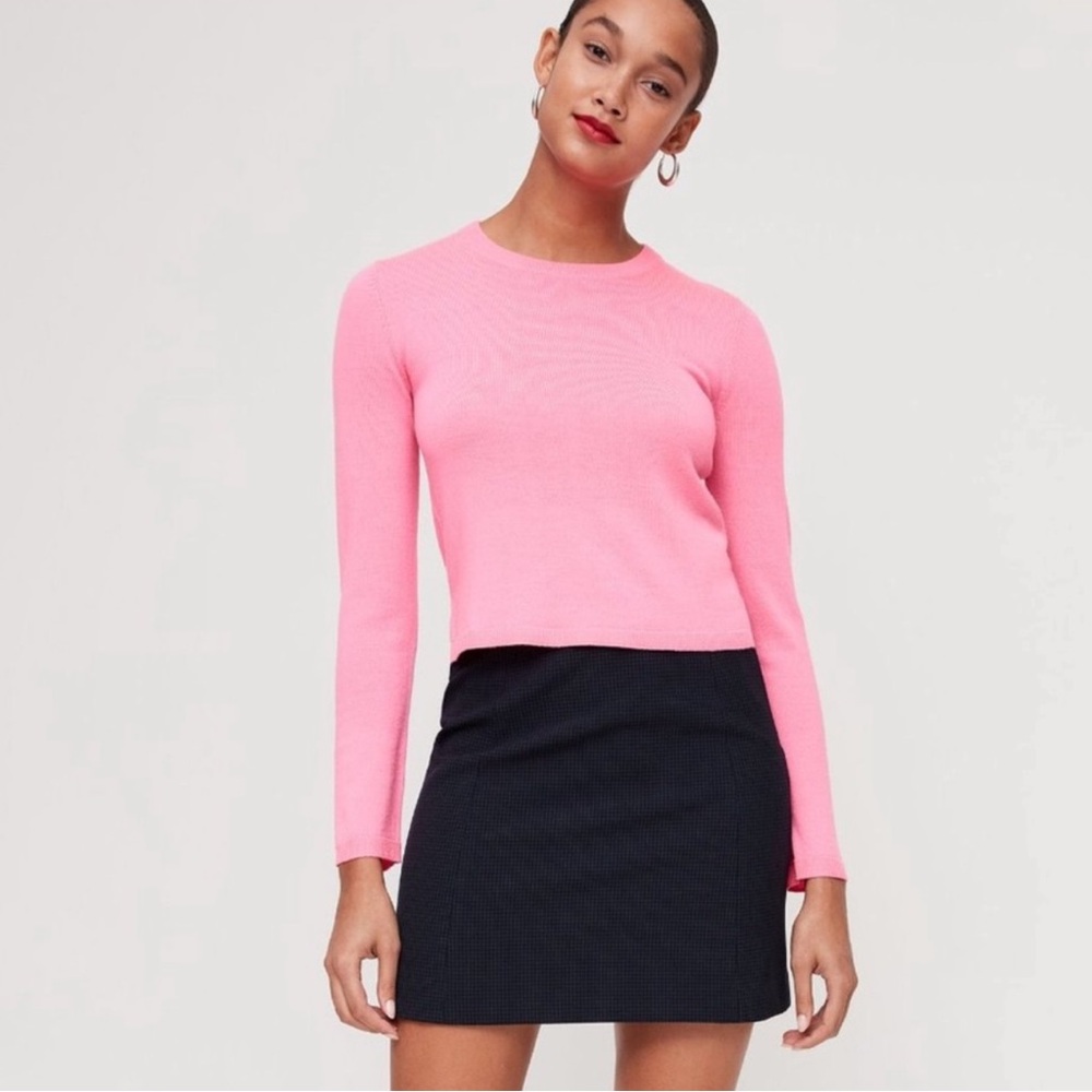 Aritzia Babaton Nathaniel Merino Wool Sweater Fluro Pink